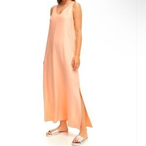 DKNY 100% Linen Orange Maxi Dress Size XXL